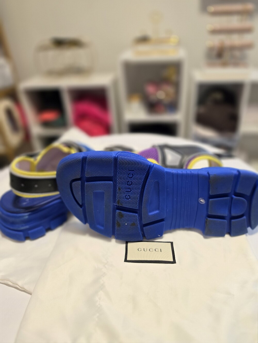 Gucci Rubber Colorblock Pattern Sandals - Picture 4 of 6